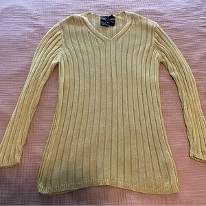 V-Neck Ribbed Sweater in Yellow